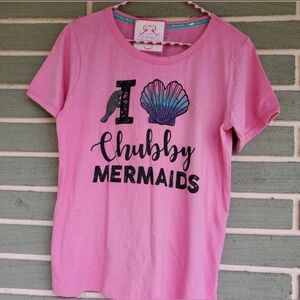 NWT Chubby mermaids pink manatee Graphic T Shirt